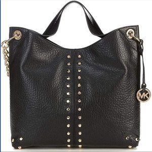 Michael Kors Astor Studded Leather Carryall Large Tote Bag Black